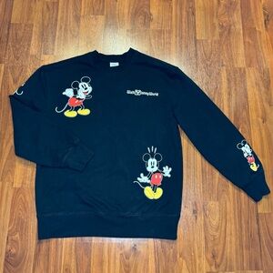 Walt Disney World Mickey Mouse Expressions Black Crew Neck Sweatshirt Medium
